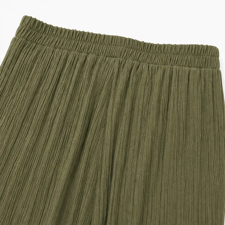 Velora – Ribbed Wide-Leg Capri Pants with Drawstring Waist & Side Slit, Plus Size 1XL–5XL