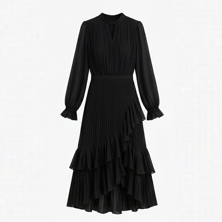 Keyfa – Women's Pleated Ruffle Midi Dress