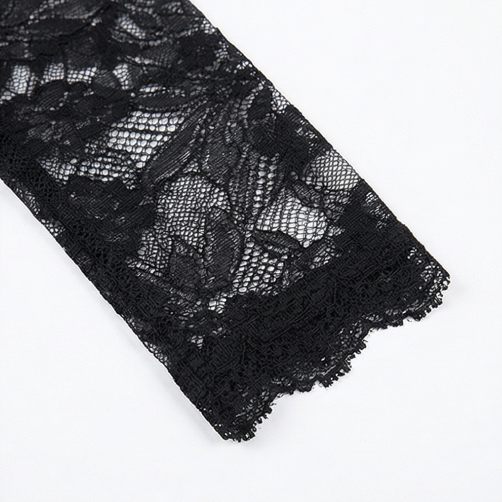 Lacelle – Women's Sheer Floral Lace Sleeve Top