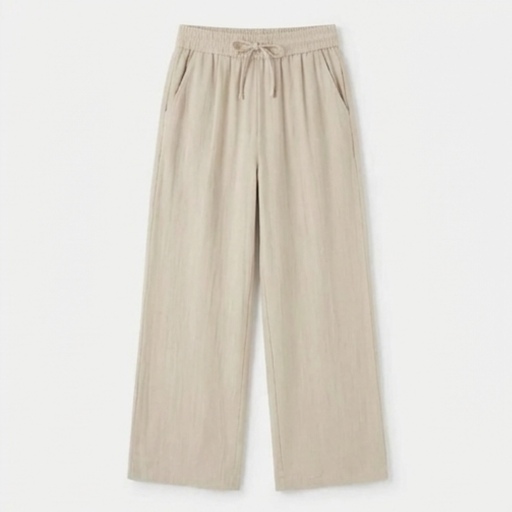 Linara – Women's Wide Leg Linen Look Drawstring Trousers