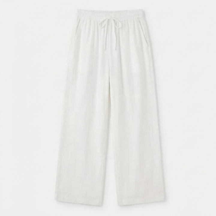 Linara – Women's Wide Leg Linen Look Drawstring Trousers