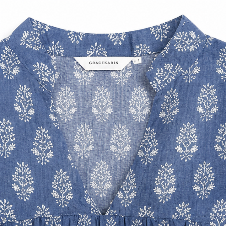 Marivell – Women's Block-Print V-Neck Summer Blouse