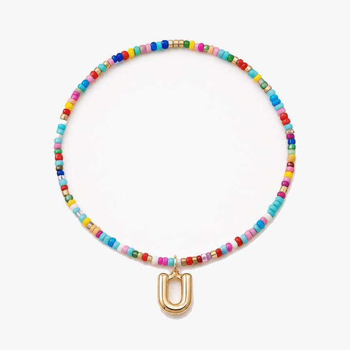 Liora – Colorful Beaded Initial Necklace