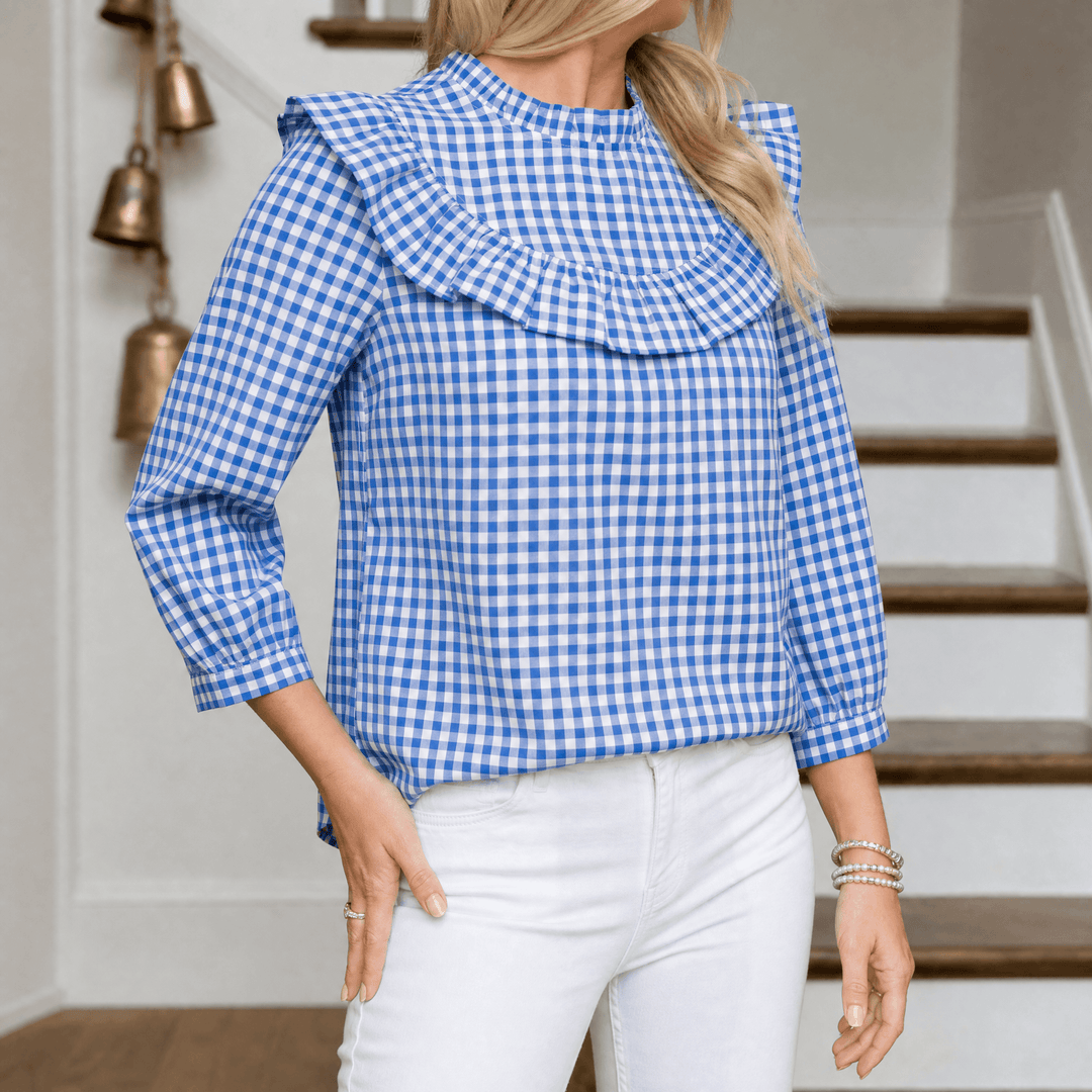 Brindle – Women's Puff Sleeve Gingham Top