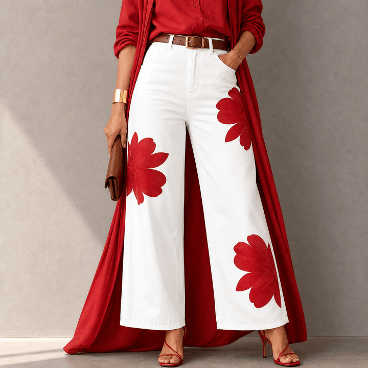 Florenza – Women's Bold Floral Wide-Leg Jeans
