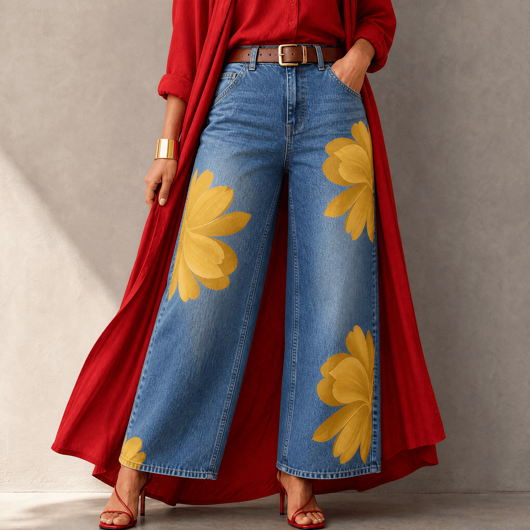 Florenza – Women's Bold Floral Wide-Leg Jeans