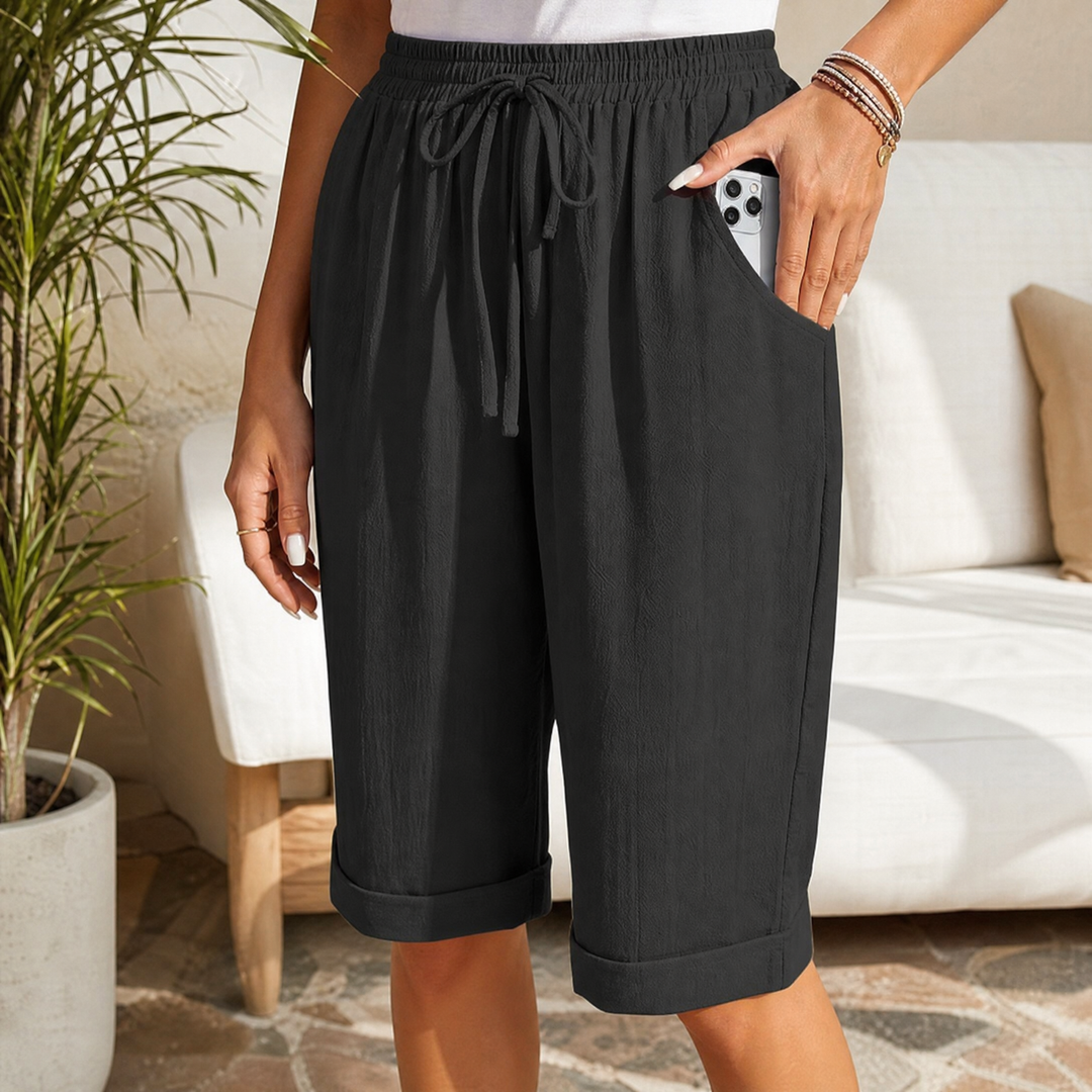 Brisella - Women's Breathable Cotton-Linen Capri Pants