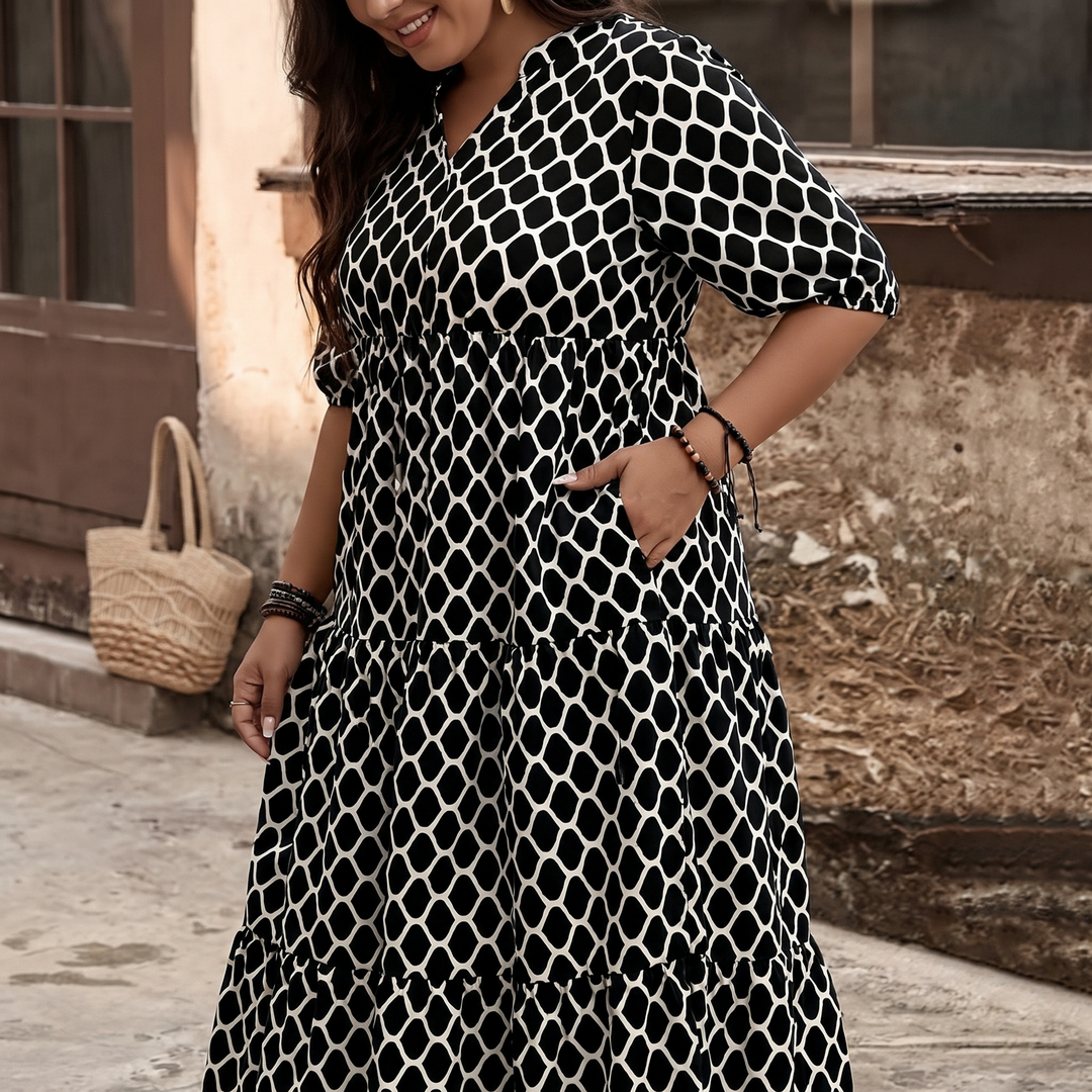 Curvella – Women's Boho Maxi Dress with Pockets