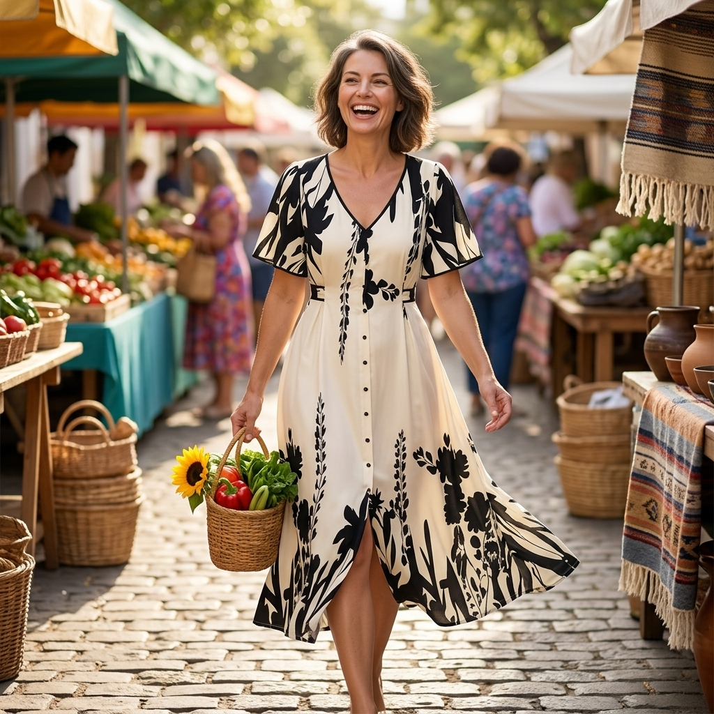 Floressa – Women's Botanical Flutter Sleeve Midi Dress