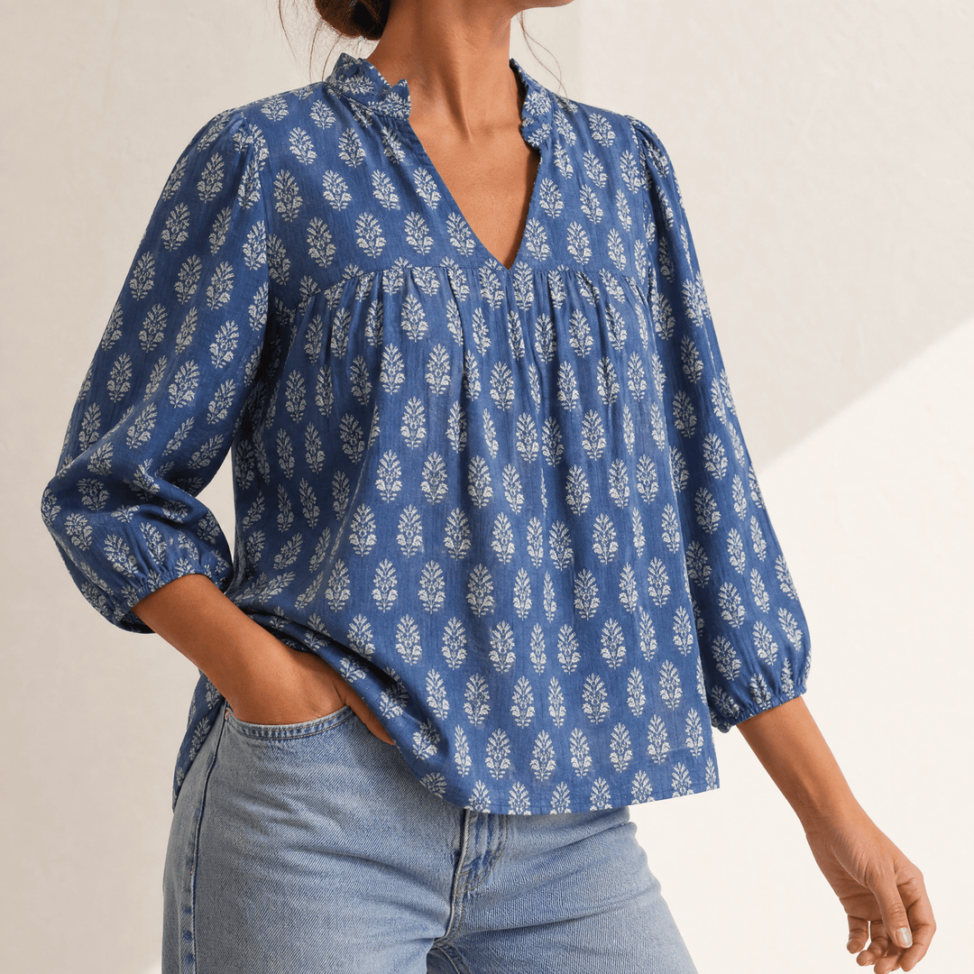Marivell – Women's Block-Print V-Neck Summer Blouse