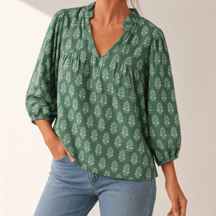 Marivell – Women's Block-Print V-Neck Summer Blouse