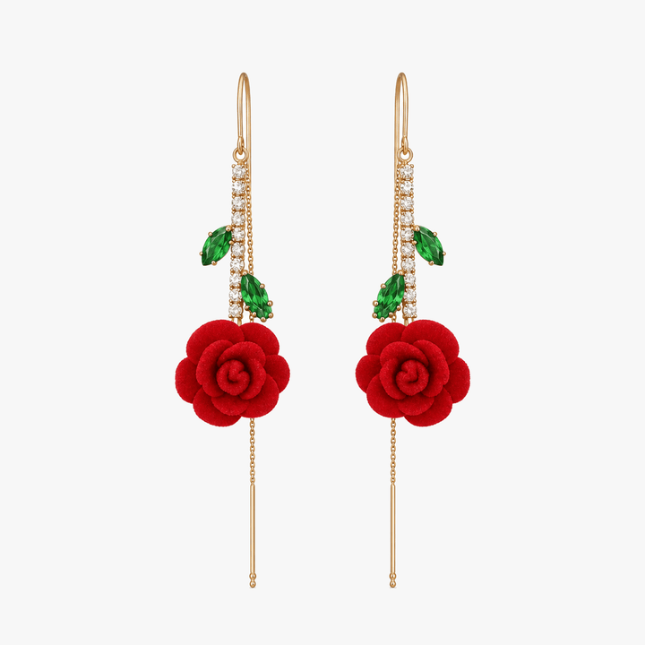 Roselyn – Romantic Rose and Emerald Earrings