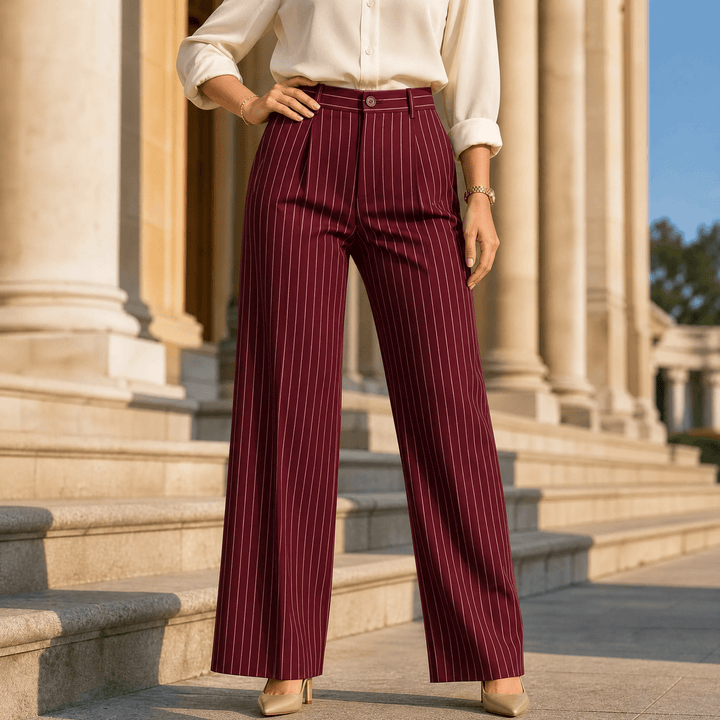 Solène – Women's High-Waisted Striped Wide-Leg Trousers