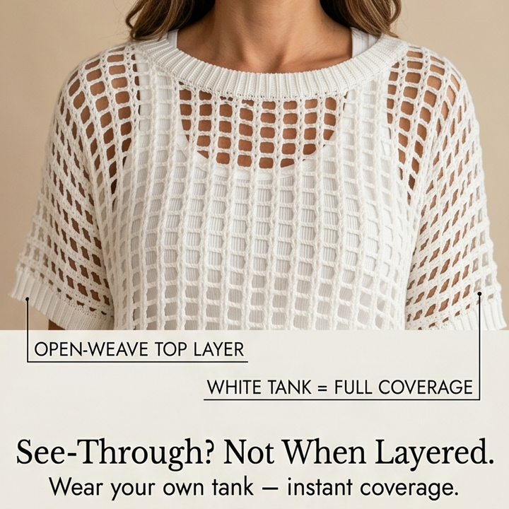 Solenya – Women's Breezy Open-Knit Summer Top