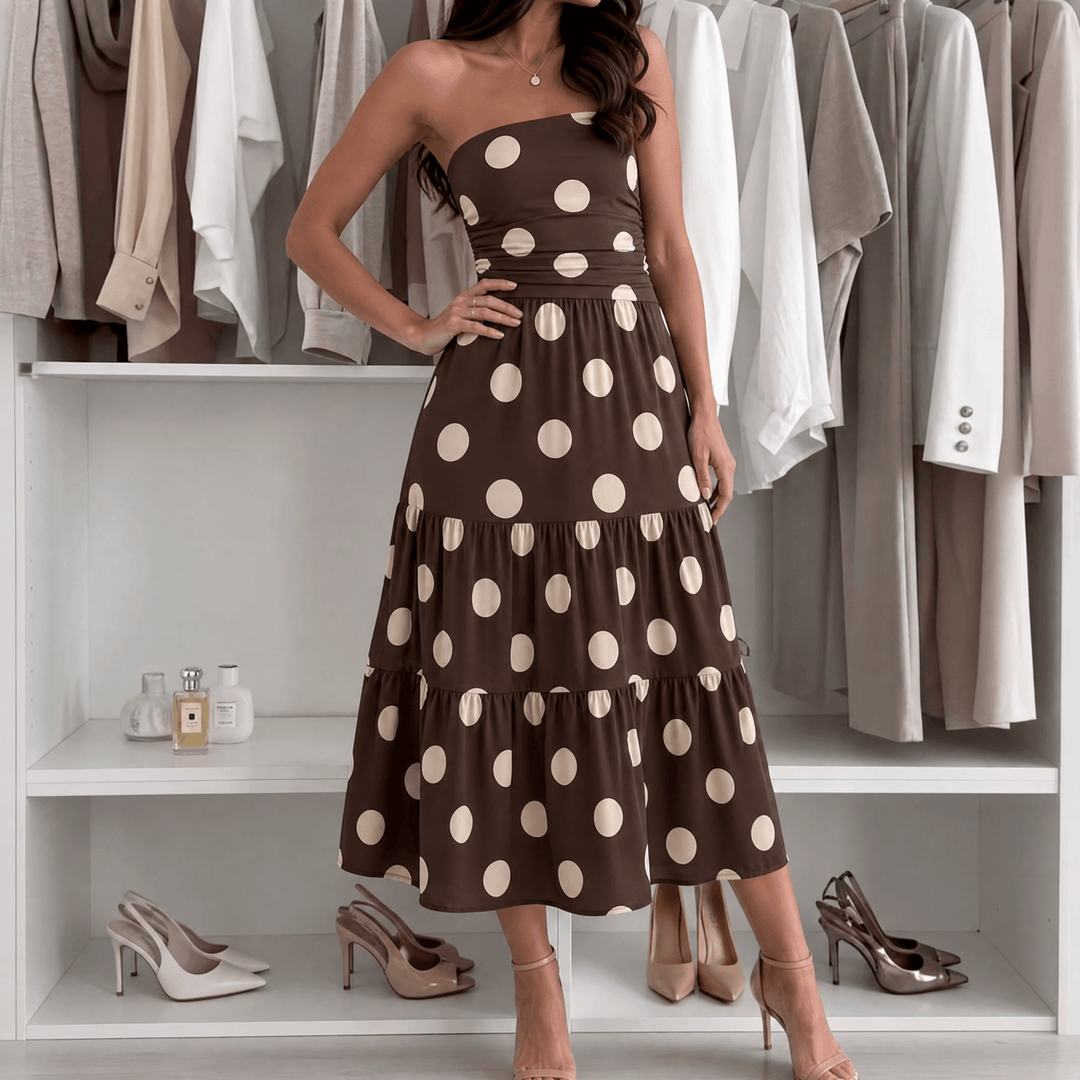Soliana – Women's Sheer Tiered Polka Dot Dress
