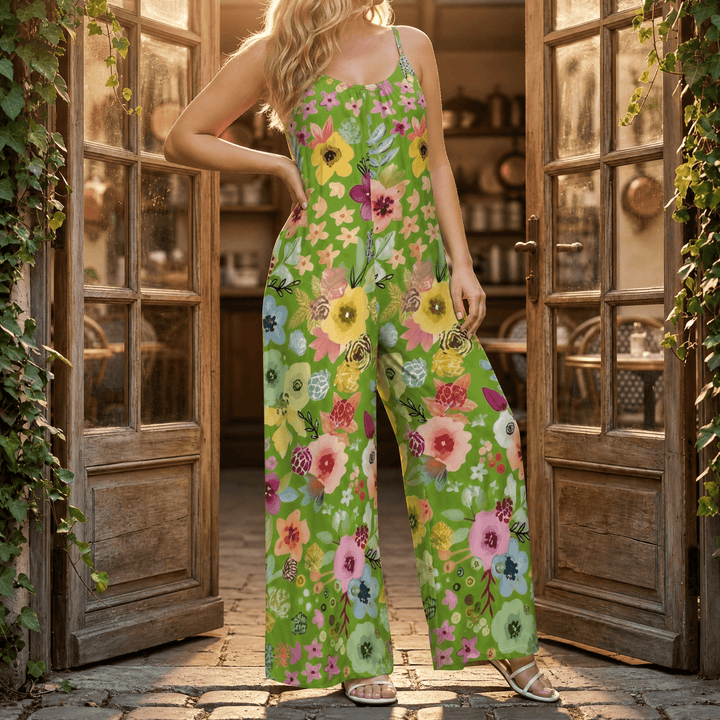 Sunara – Women's Floral Wide-Leg Plus-Size Jumpsuit