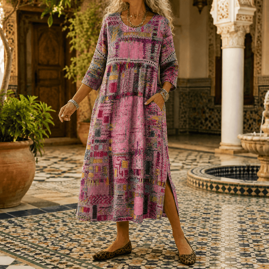 Tessara – Women's Painterly Patchwork Midi Dress