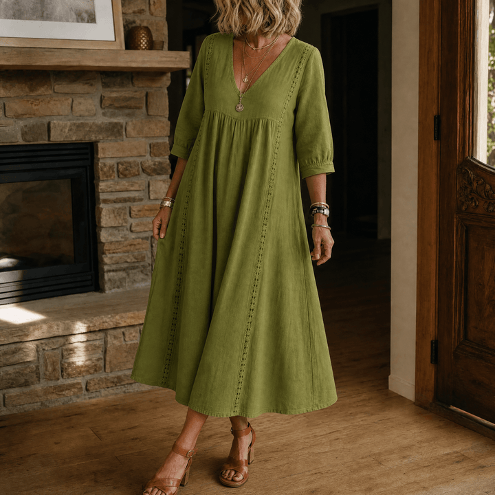 Virella – Women's Relaxed Midi Dress with Pockets