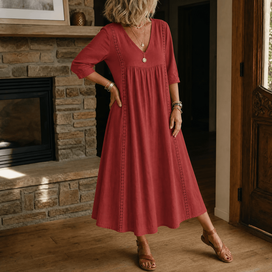Virella – Women's Relaxed Midi Dress with Pockets